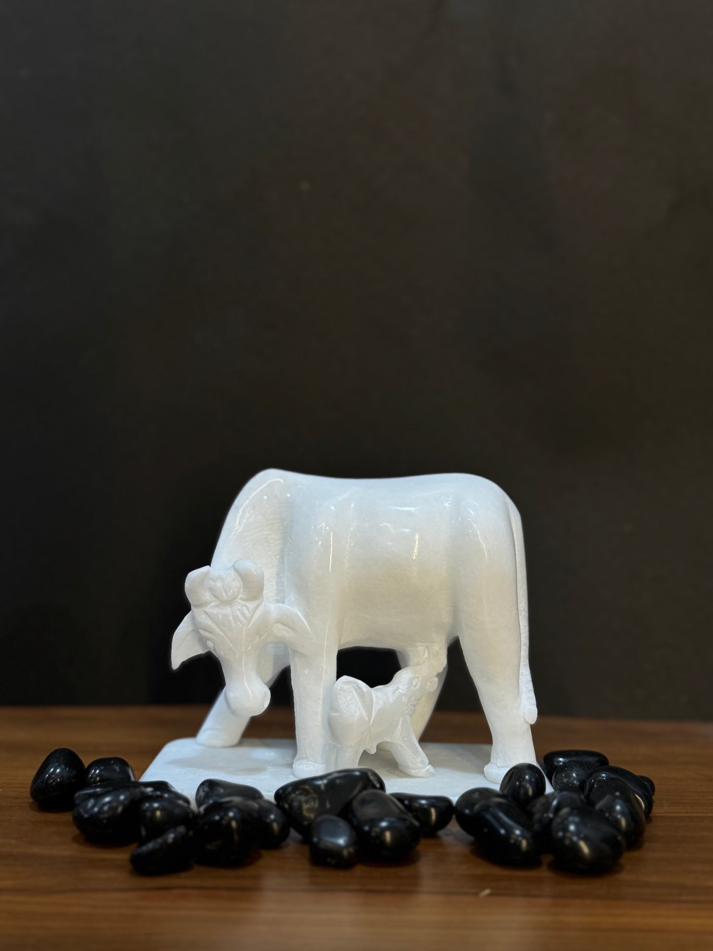 Handcrafted Marble Cow Statue – Kamadhenu Cow Idol for Home & Temple Décor by Stonex Handicrafts.