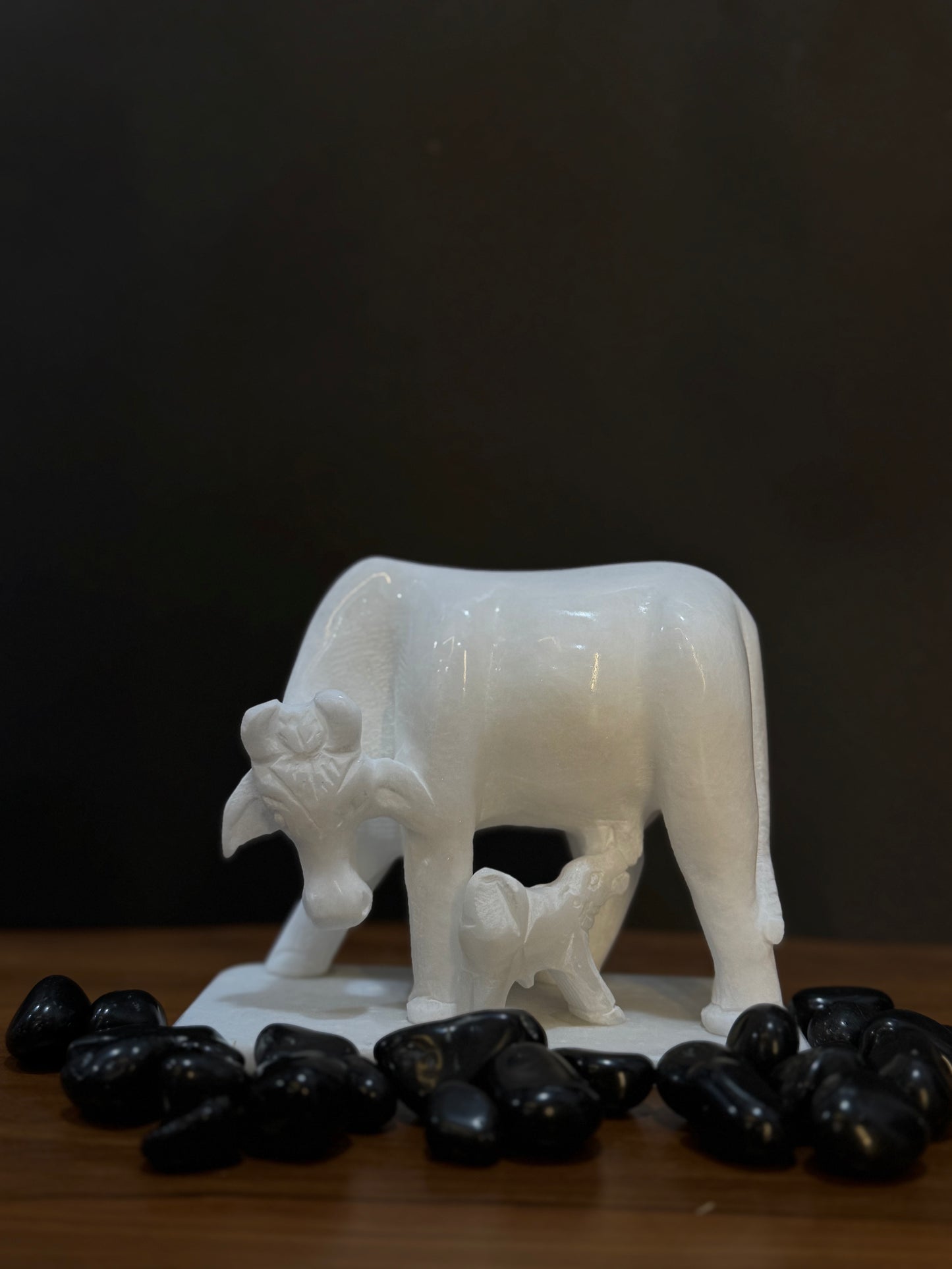 Handcrafted Marble Cow Statue – Kamadhenu Cow Idol for Home & Temple Décor by Stonex Handicrafts.