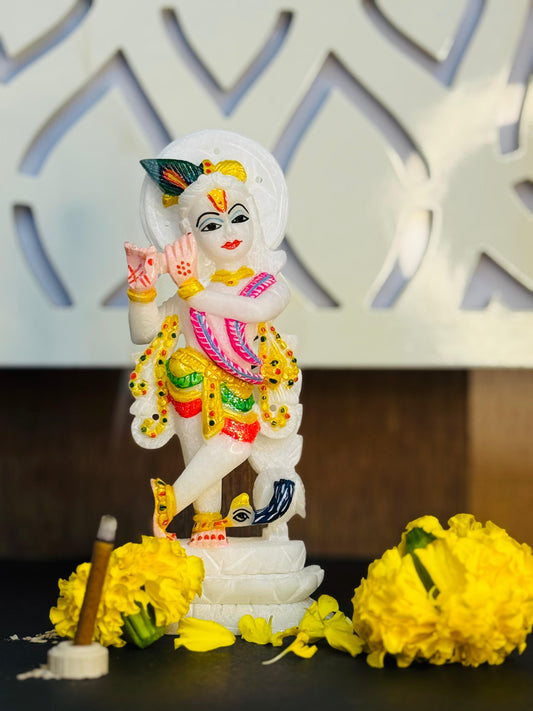 Handcrafted Marble Lord Krishn Murti