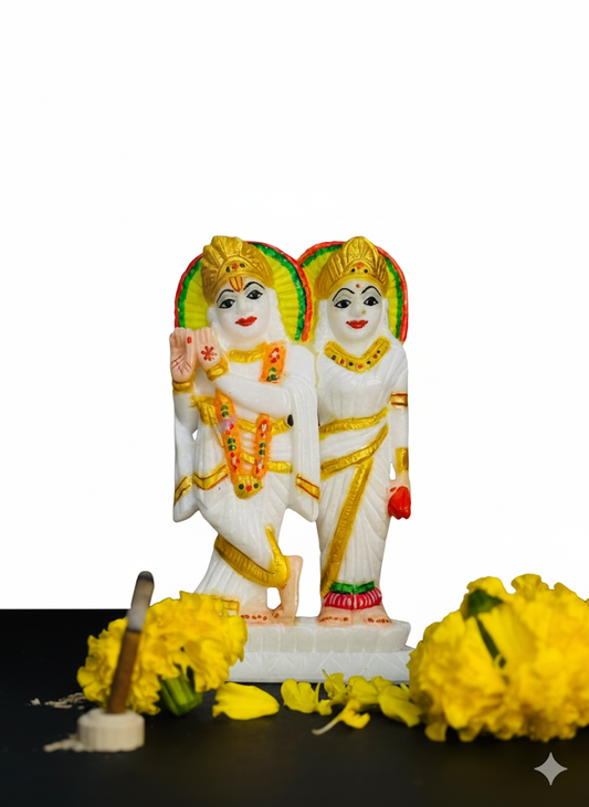 Handcrafted Marble Radha Krishna Murti