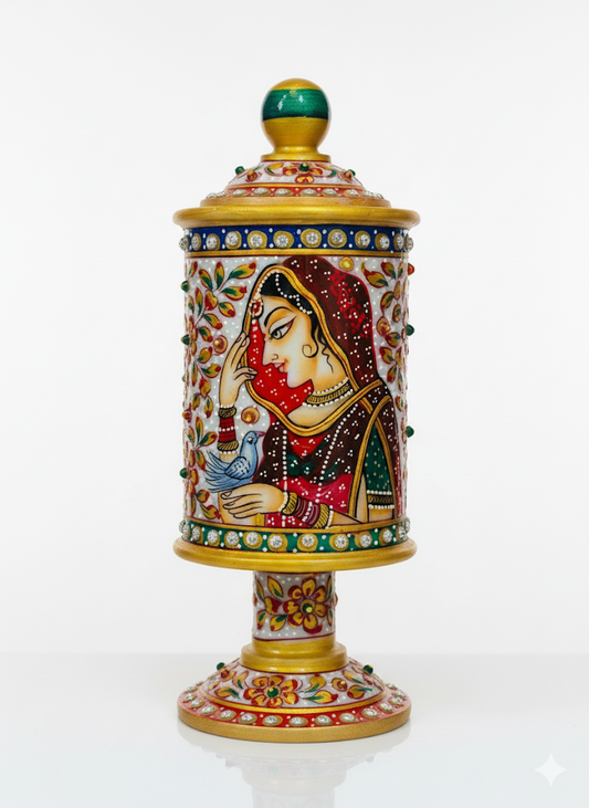 “Hand-Painted Rajasthani Marble Decorative Bani-Thani Lamp”