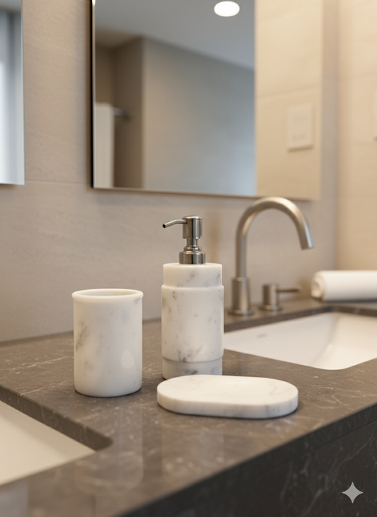 White Marble Bathroom Set - Stonex Handicraft