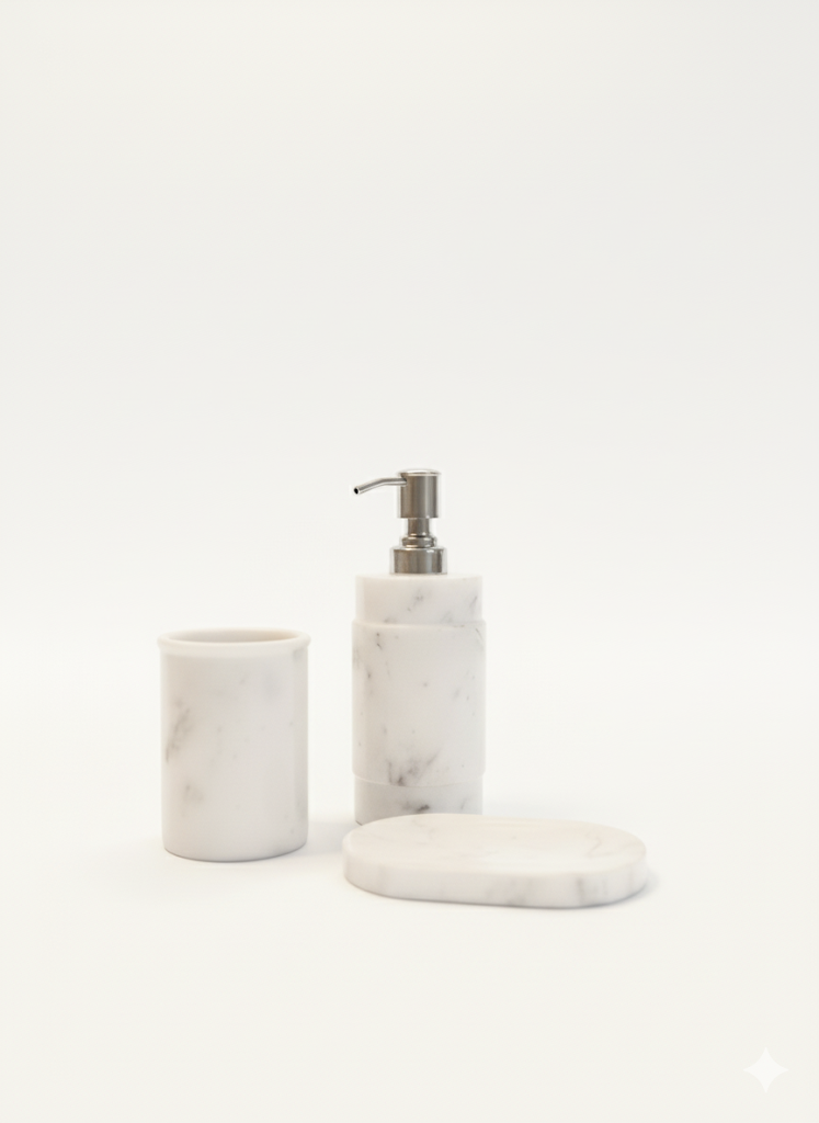 White Marble Bathroom Set - Stonex Handicraft