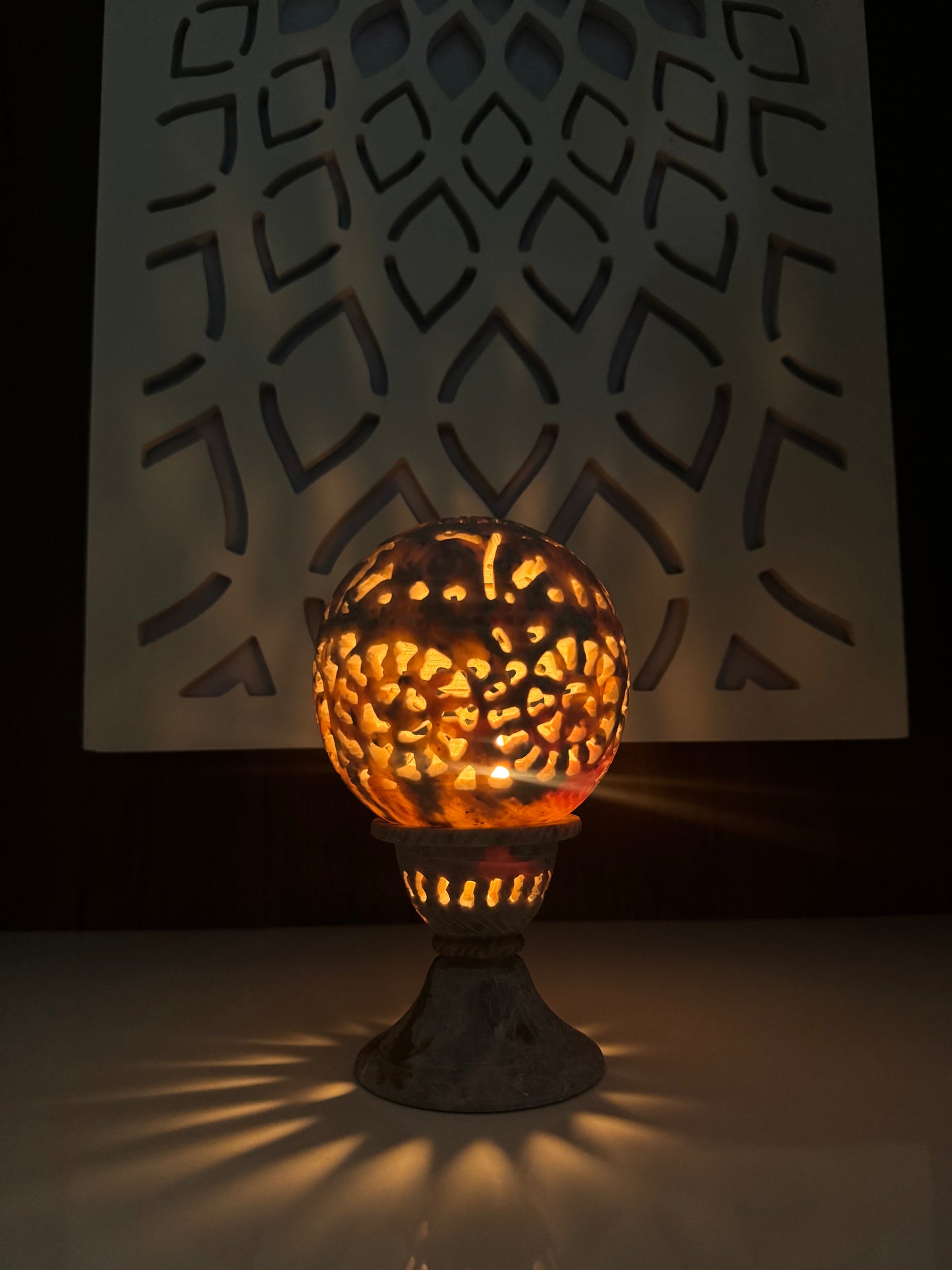 Handcrafted Marble Electric Lamp – Elegant Home & Temple Lighting