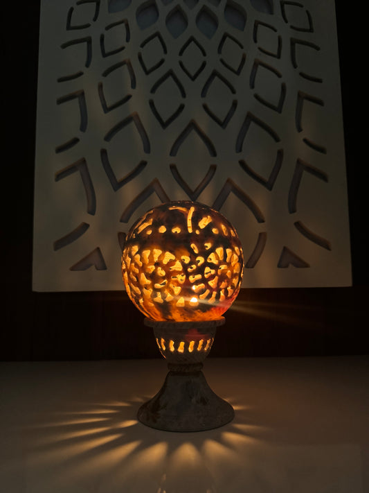 Handcrafted Marble Electric Lamp – Elegant Home & Temple Lighting