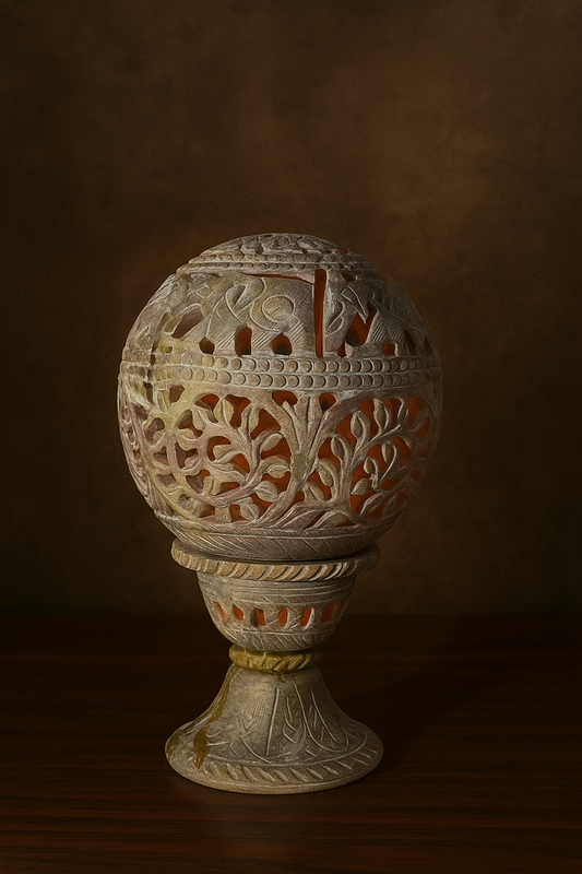 Handcrafted Marble Electric Lamp – Elegant Home & Temple Lighting