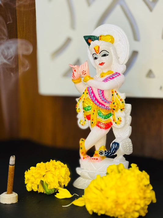 Handcrafted Marble Lord Krishn Murti