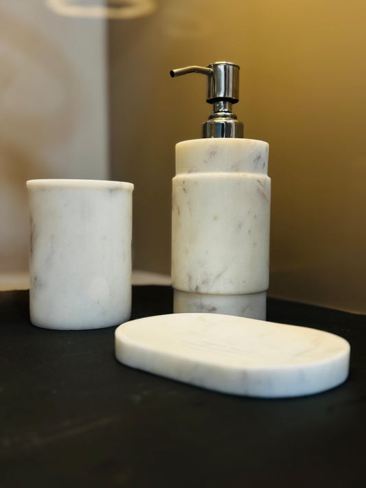 White Marble Bathroom Set - Stonex Handicraft