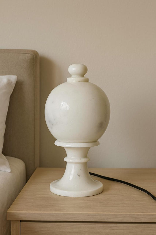 Handcrafted“Elegant White Marble Moon Lamp”