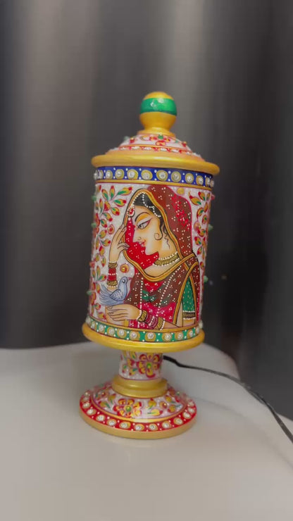 “Hand-Painted Rajasthani Marble Decorative Bani-Thani Lamp”