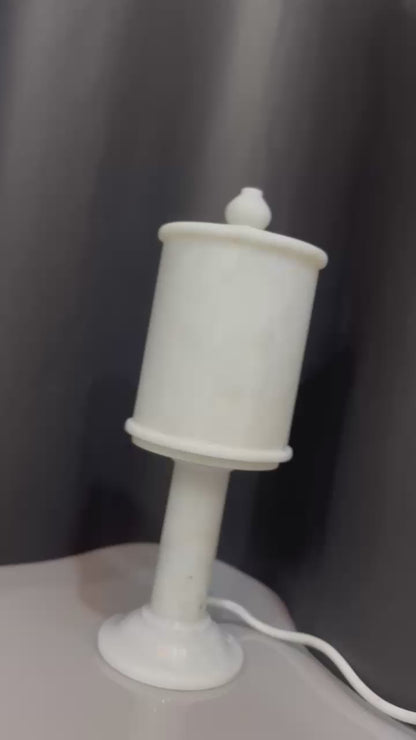Handcrafted White "Elegant Marble Pedestal Lamp"