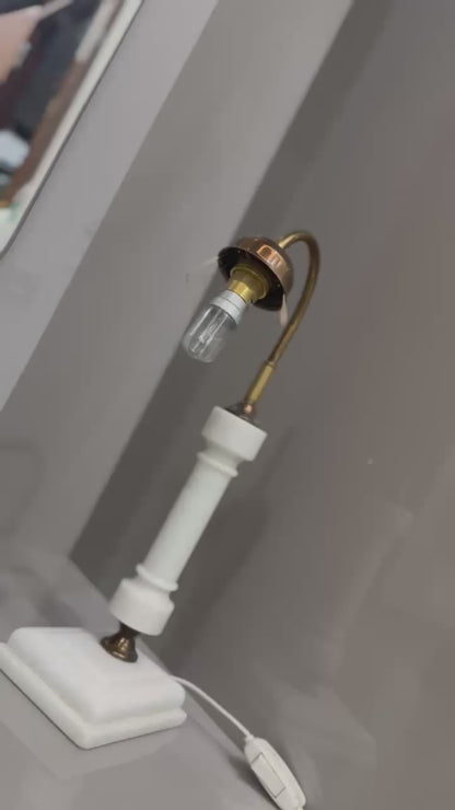 Handcrafted “Modern Marble Table Lamp with Brass Neck”