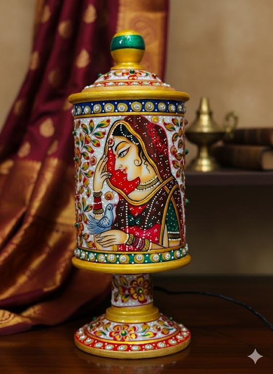 “Hand-Painted Rajasthani Marble Decorative Bani-Thani Lamp”