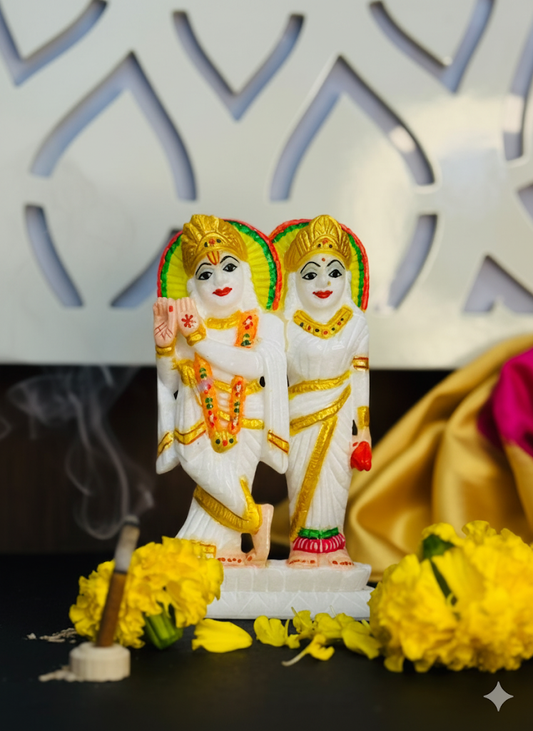 Handcrafted Marble Radha Krishna Murti