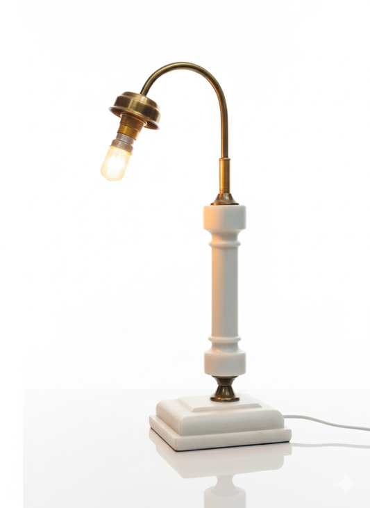 Handcrafted “Modern Marble Table Lamp with Brass Neck”